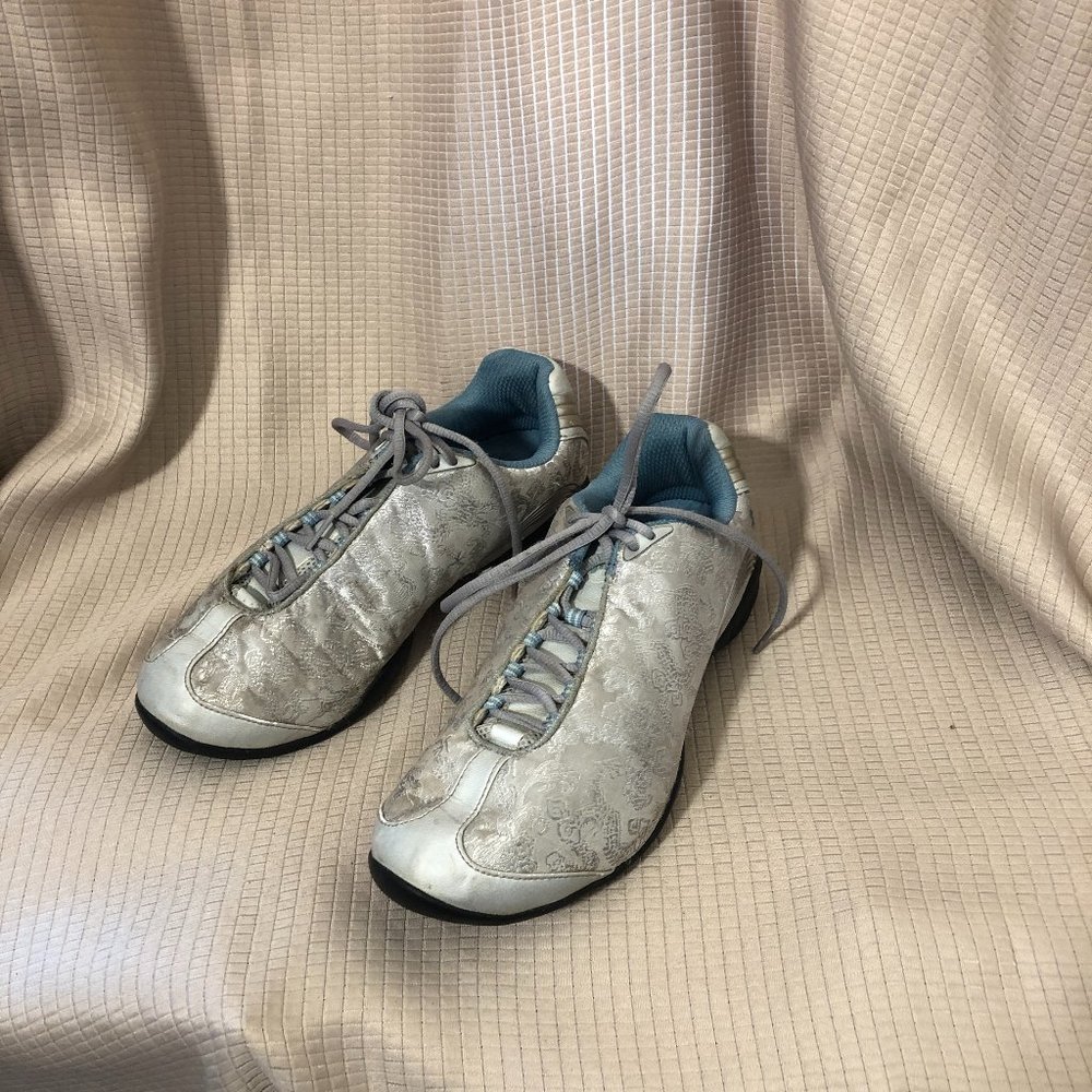 Ryka silver & teal embroidered sneakers, 9